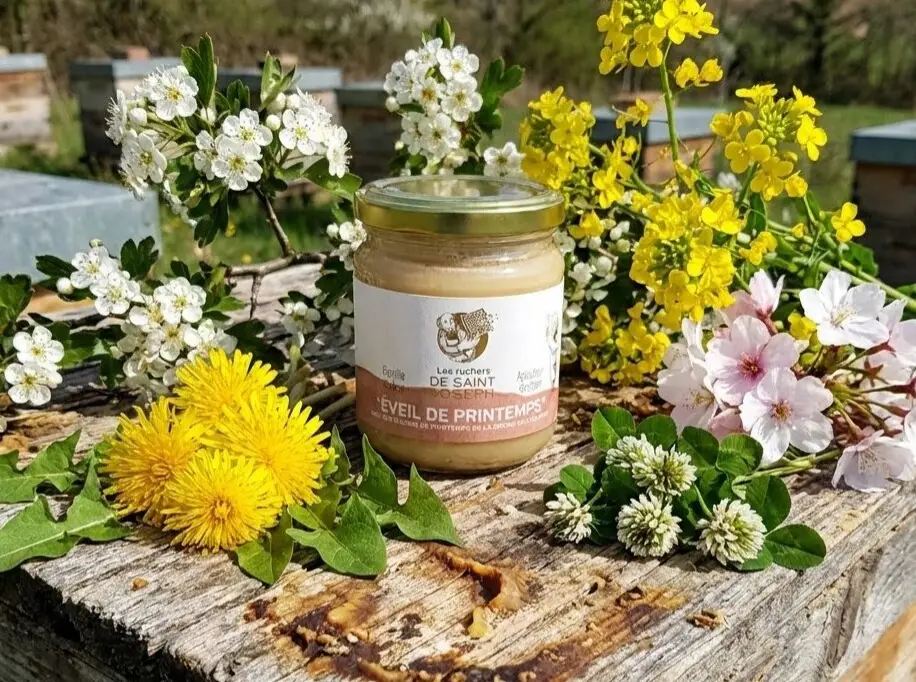 Composition avec miel éveil de printemps des Ruchers de Saint Joseph